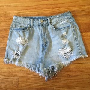 High waisted denim shorts