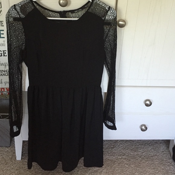 Black Dress with Lacy Sleeves