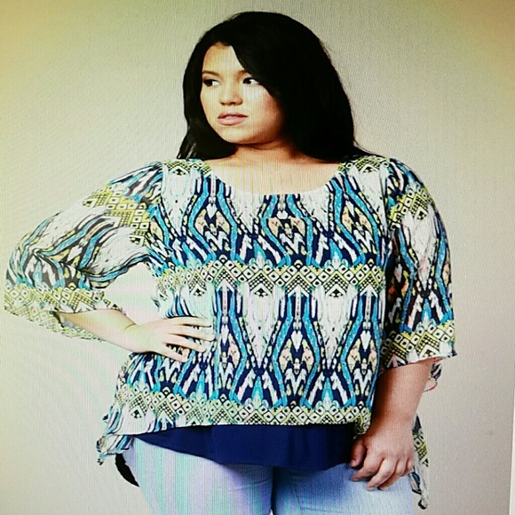 Cute tribal layered top sz 3X new