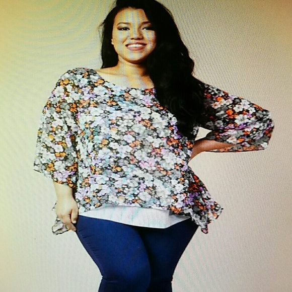 Flowy layered chiffon top sz 2X new