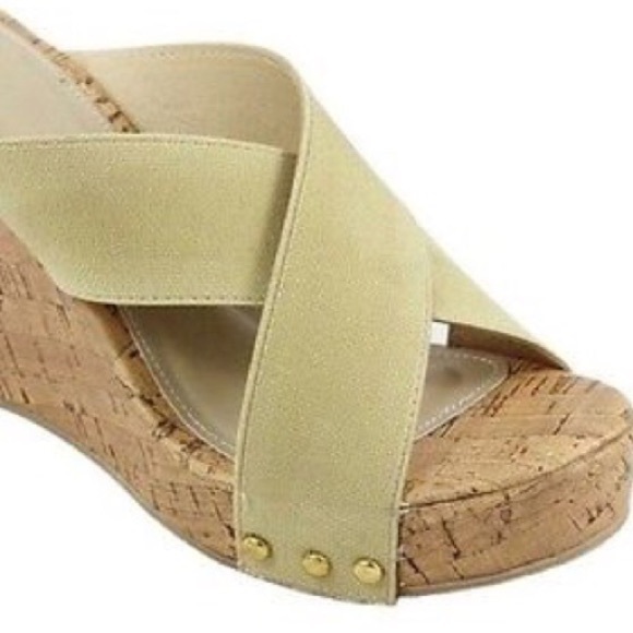 Tan Natural Beige Strappy Sandals Wedges - Picture 2 of 3