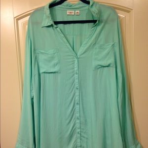 Blue button down blouse