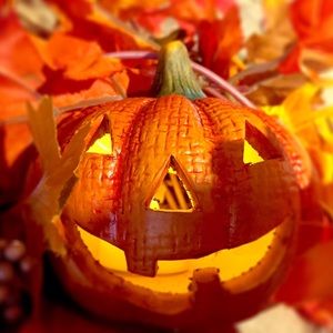 Jack-o-lantern LED light fall foliage decorations