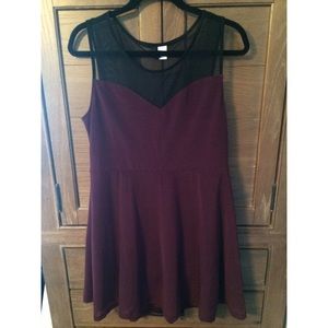 H&M maroon & black mesh tank dress