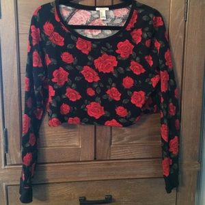 Forever 21 roses cropped sweater