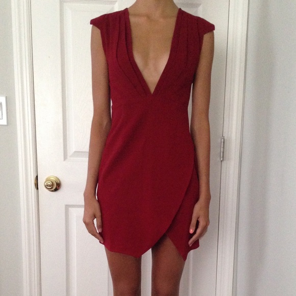 Maroon deep v Tobi dress