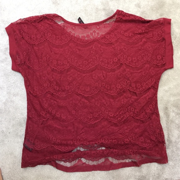 Maroon Cross Tee with Lace Back - Picture 2 of 2