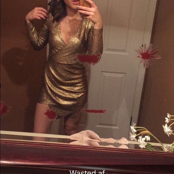 Metallic gold mini dress