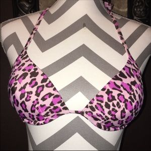 VS Pink Leopard Push-up Swim Top