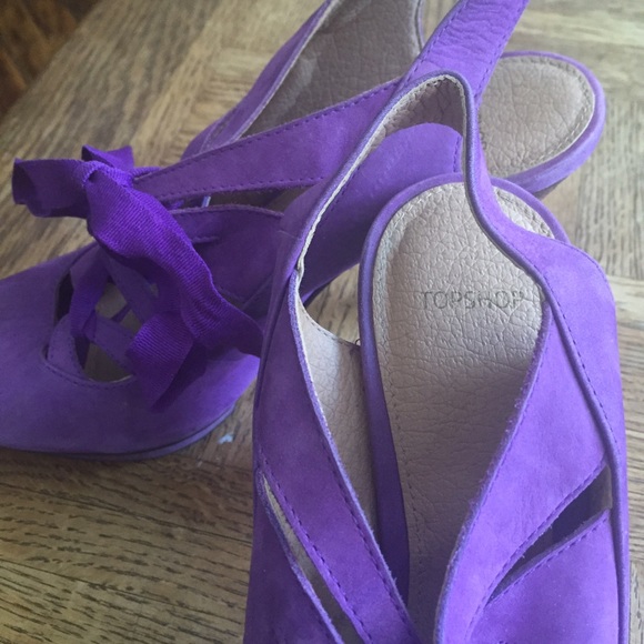 Topshop Purple suede sling backs! size- 7.5 - Picture 2 of 3