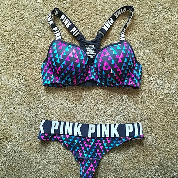 PINK ultimate racerback pushup sports bra