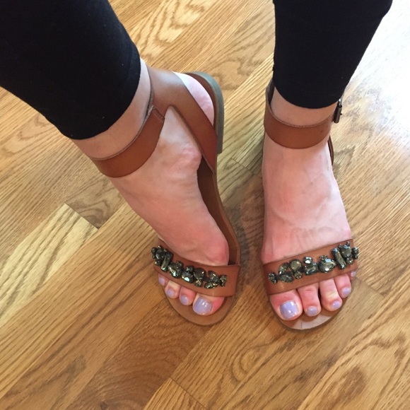 Target brown faux leather sandals. size 8.5