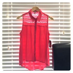 New Pink lace Sleeveless blouse perfect for summer