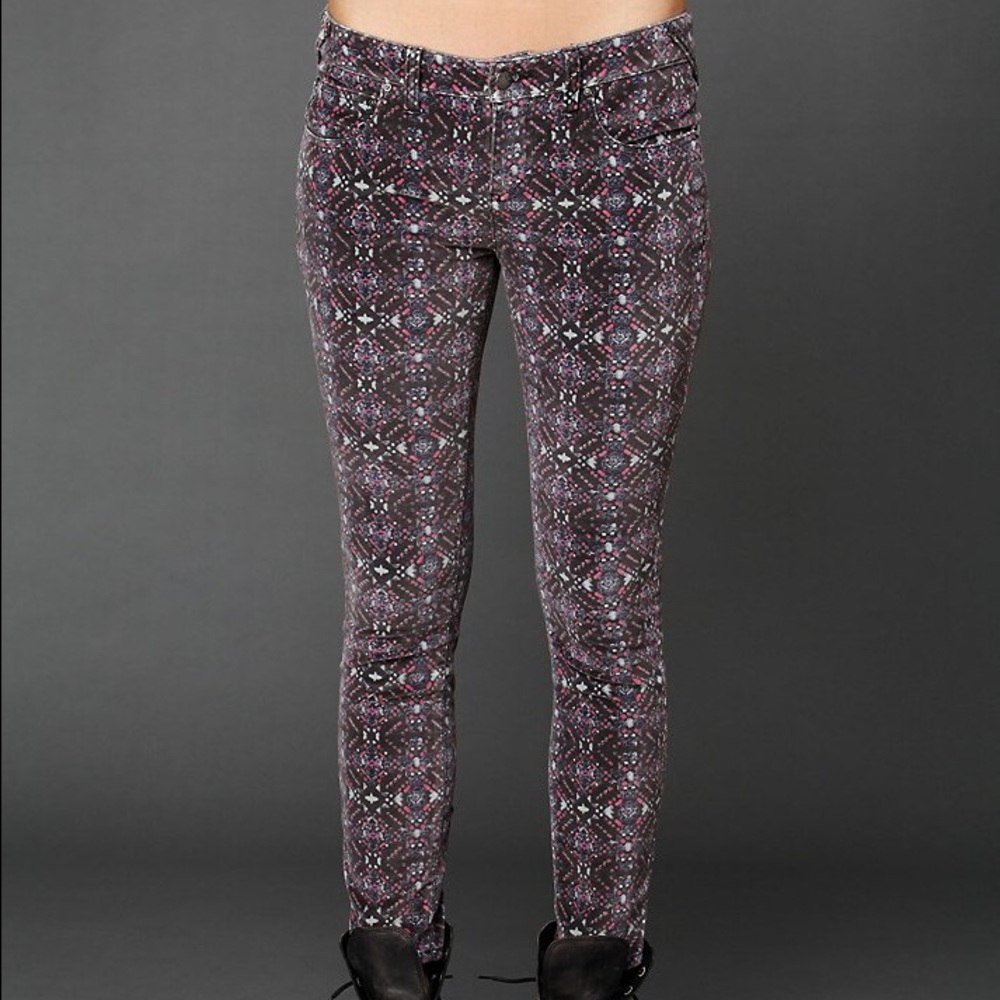 Purple velvet free people pants with design