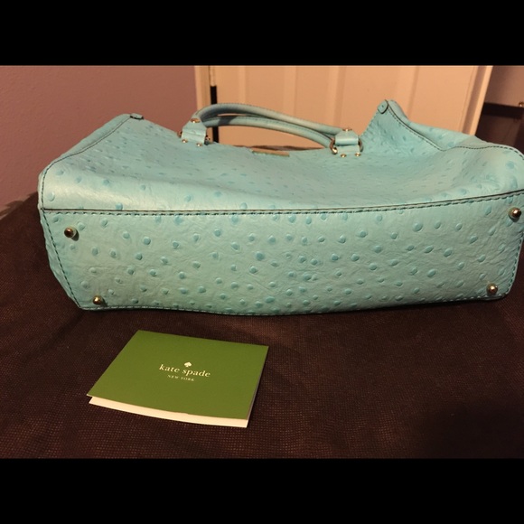 🙃SOLD🤑Kate Spade ostrich Tiffany blue tote bag. - Picture 2 of 3