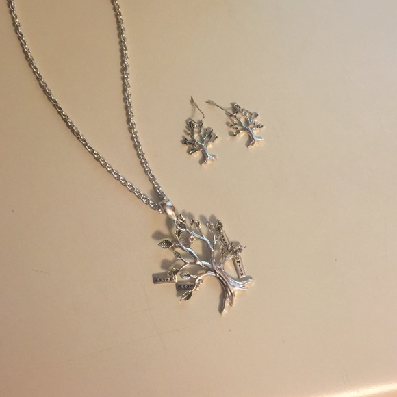 Tree necklace and earrings.