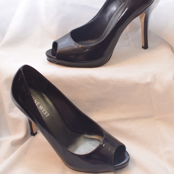 Black open toe pumps
