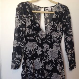 Blue and white floral romper