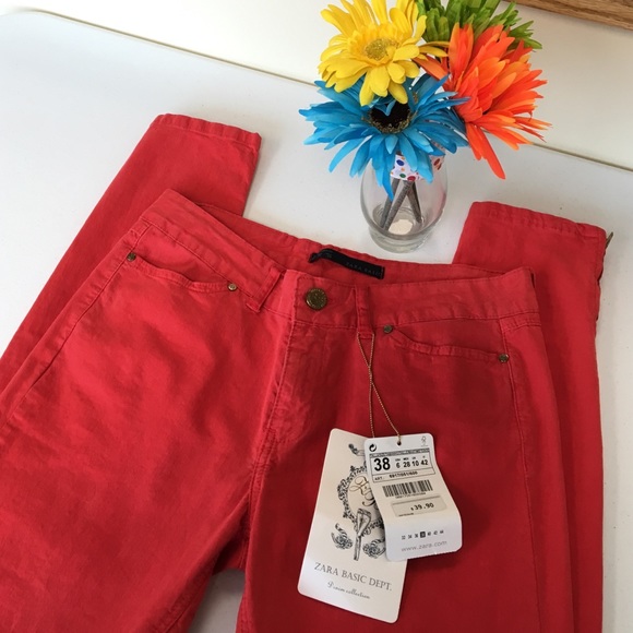 Red/Orange Zara Skinny Pants
