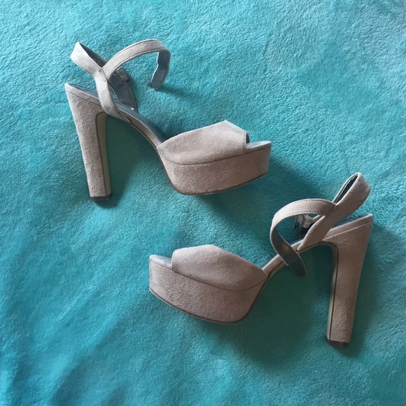 Nude open toe heels worn once for prom