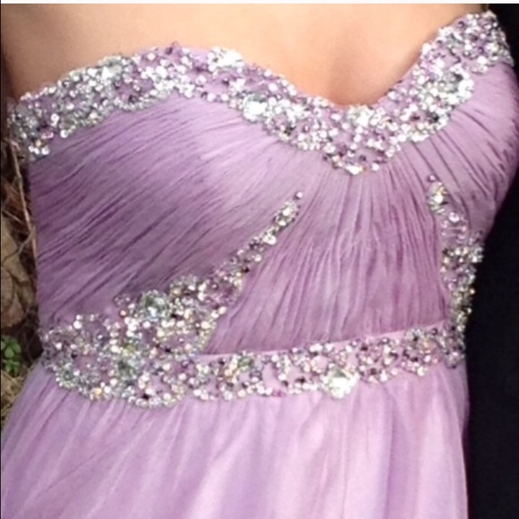 Purple sequined prom dress
