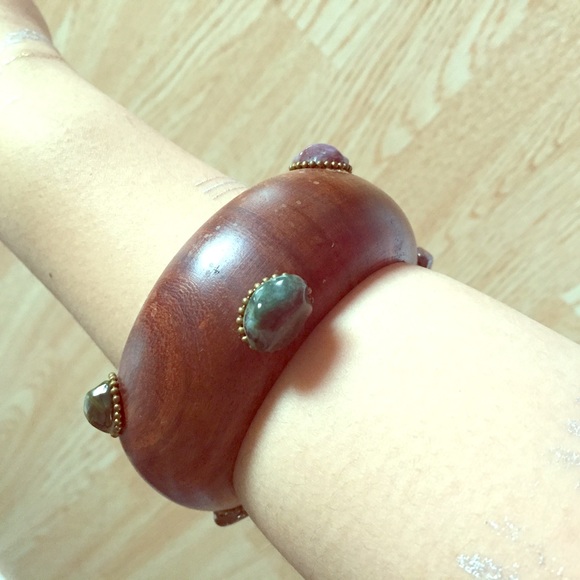 Brown boho wooden bangle