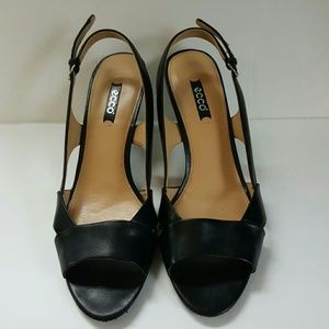 Ecco Slingback Open Toe Black Size 41 10.5-11