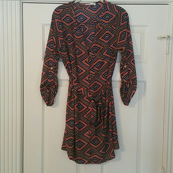 NWOT Orange and Navy Blue Shirt Dress or Tunic