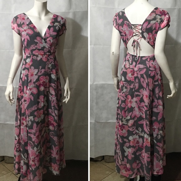 ❗️SALE❗️Slit By Slit Lace Up Back Maxi Dress #029 - Picture 4 of 4