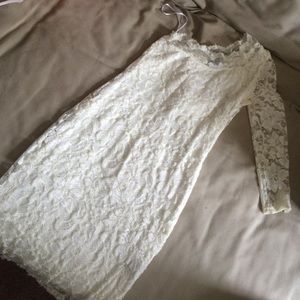 ASOS one-shoulder off-white lace dress