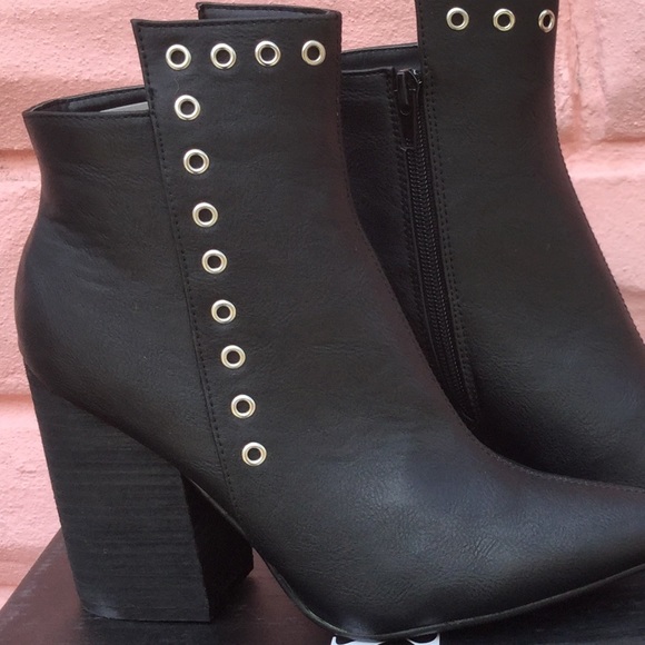 Grommet Black Ankle Bootie - Picture 3 of 4