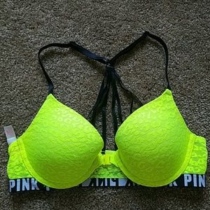 PINK Leopard lace strappy back pushup