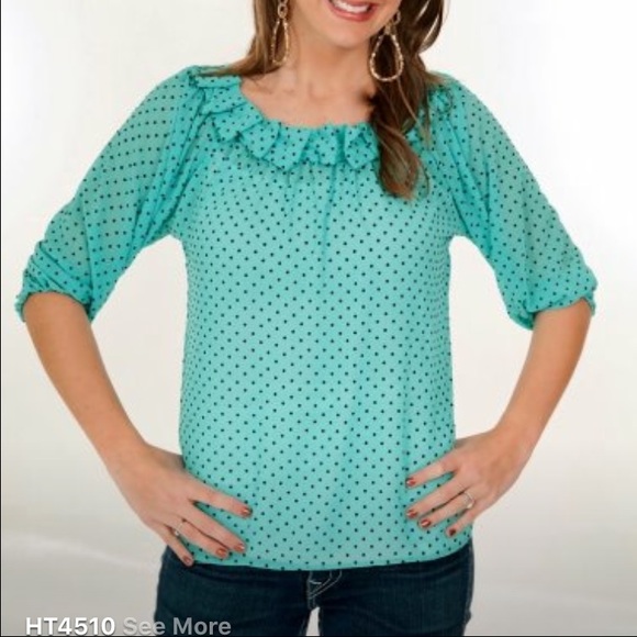 Karlie mint green w/ polka dots sheer top. Size S