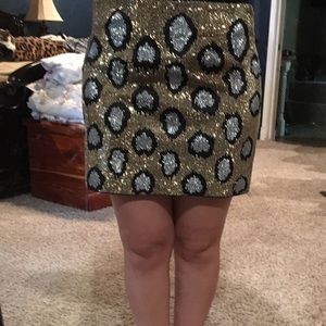 Rhinestone covered leopard mini skirt, NWT!