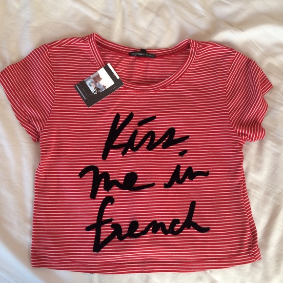 NWT red&white strip crop top
