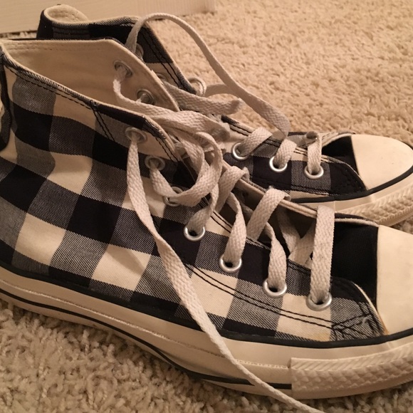 checkered high top converse