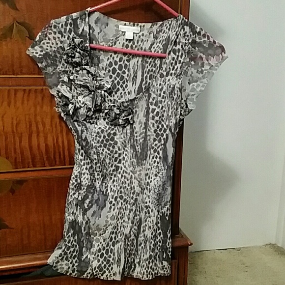 EUC sheer leopard print with flower detail