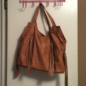 BOHO/ Tan fringed purse