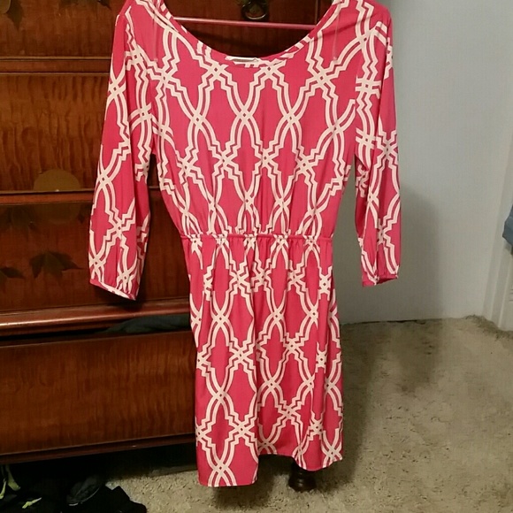 Boutique Polyester Pink and Cream Dress