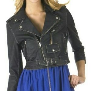 GENUINE Leather Cropped Moto Jacket