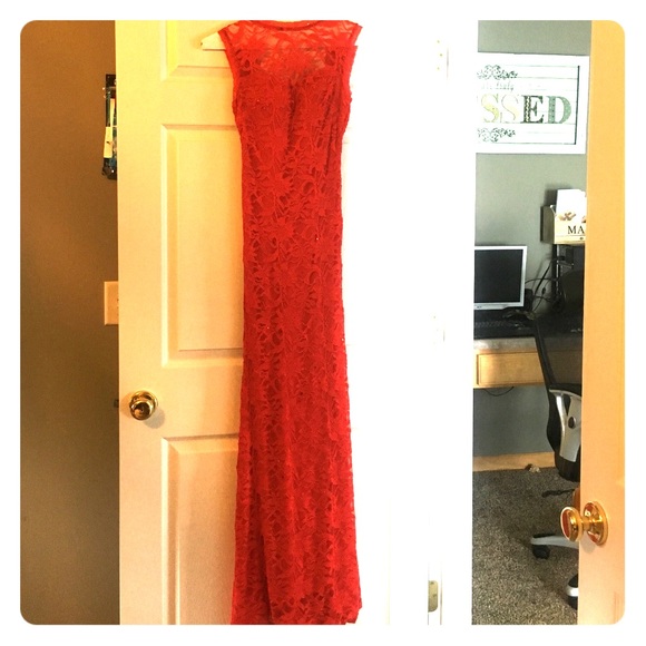 Red lace formal