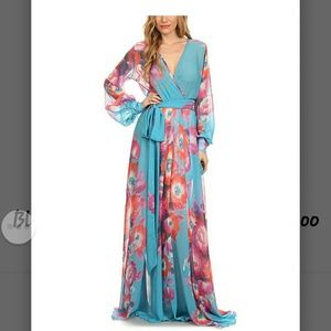 Boutique Blue floral v neck maxi  dress