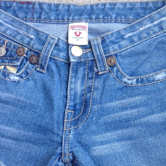 True Religion distress flare pants, 31 inseam - Picture 2 of 4