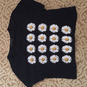 Black Daisy Crop Top