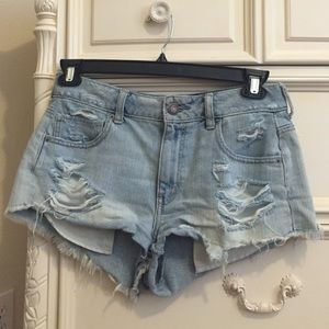 Distressed jean cut off shorts