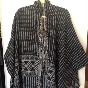 Topshop Fringe Poncho with Hood