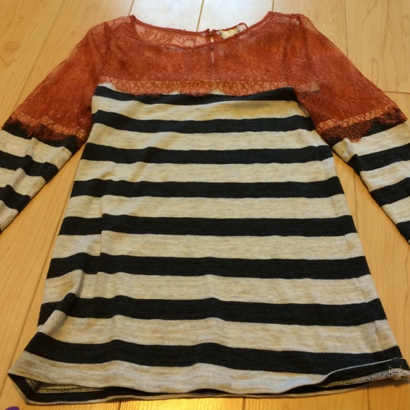 Sold. Anthropologie lace/striped sweater top