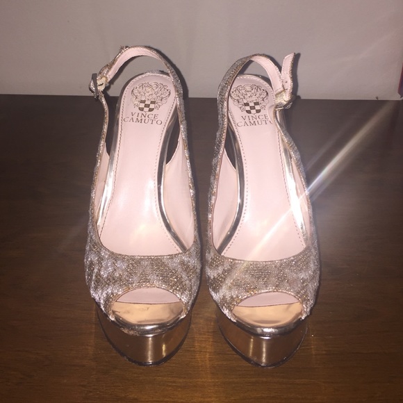Vince Camuto Platform Heel Sling Backs - Picture 1 of 4