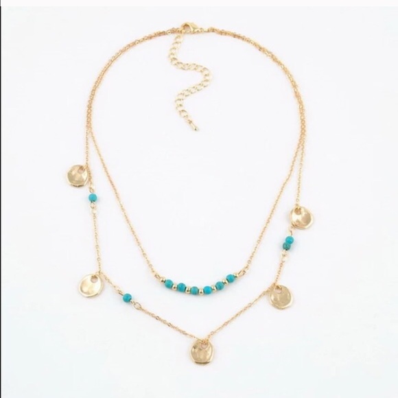 🎄💥ONE LEFT💥boho turquoise & gold necklace💕 - Picture 2 of 2
