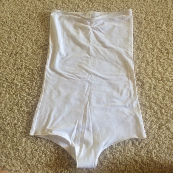 White Strapless American Apparel Bodysuit
